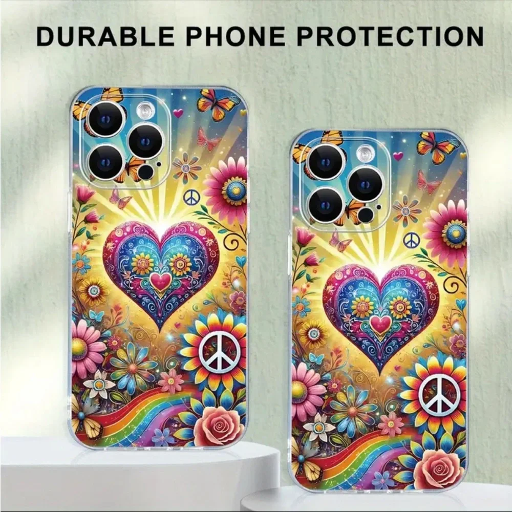 iPhone 16 Pro / 16 Pro Max Phone Case Peace Rainbow  Shockproof Soft TPU Case - Picture 3 of 6